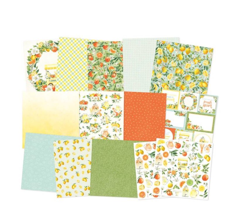 Sada scrapbookových oboustranně potištěných papírů P13 12x12" - Fresh Lemonade - sada 12 listů