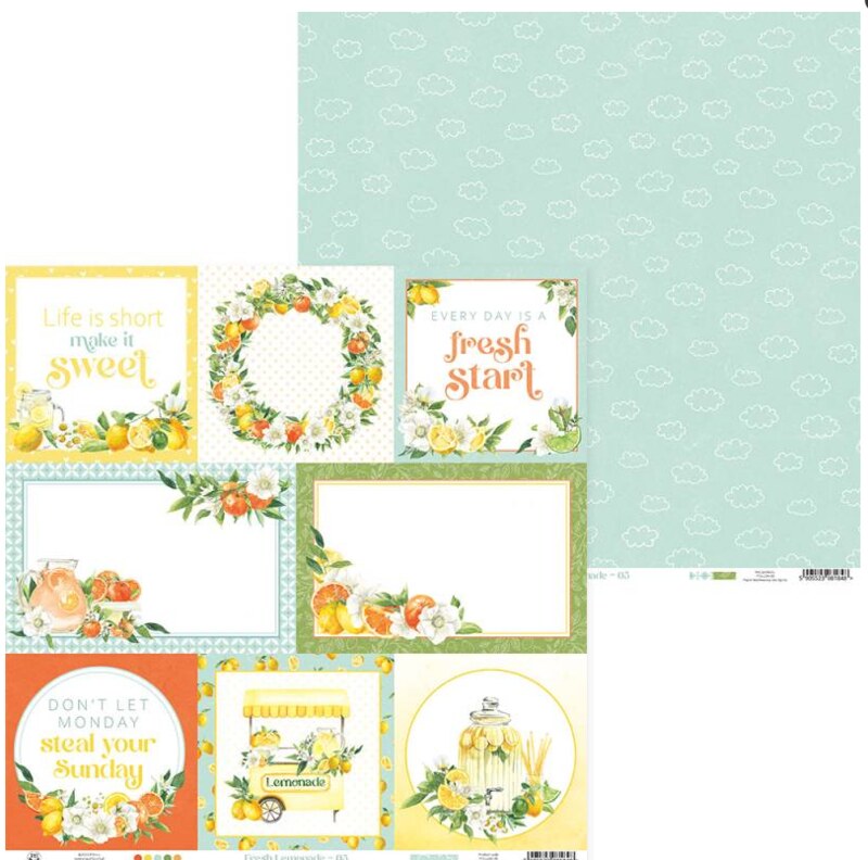 Sada scrapbookových oboustranně potištěných papírů P13 12x12" - Fresh Lemonade - sada 12 listů