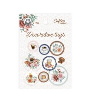 Dekorativní visačky kulaté P13 - Coffee Break - sada 9 ks