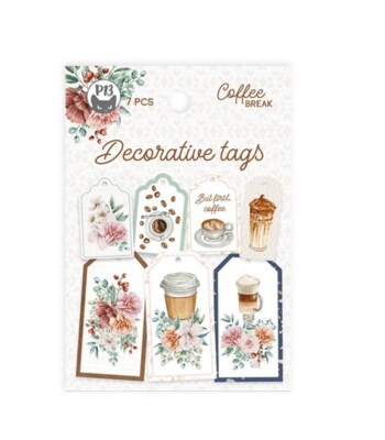Dekorativní visačky P13 - Coffee Break - sada 7 ks