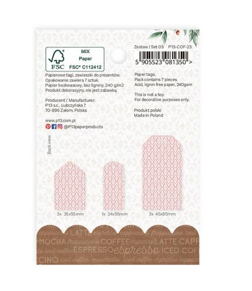 Dekorativní visačky P13 - Coffee Break - sada 7 ks
