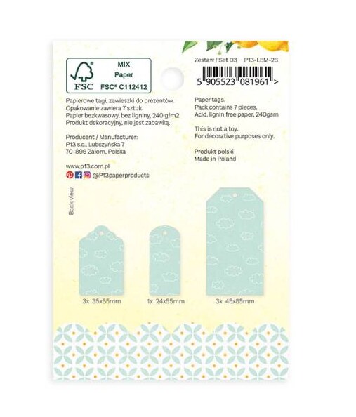 Dekorativní visačky P13 - Fresh Lemonade - sada 7 ks