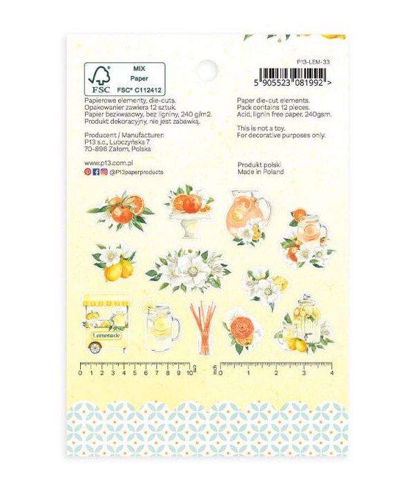 Papírové výseky P13 - Fresh Lemonade - sada 12 ks