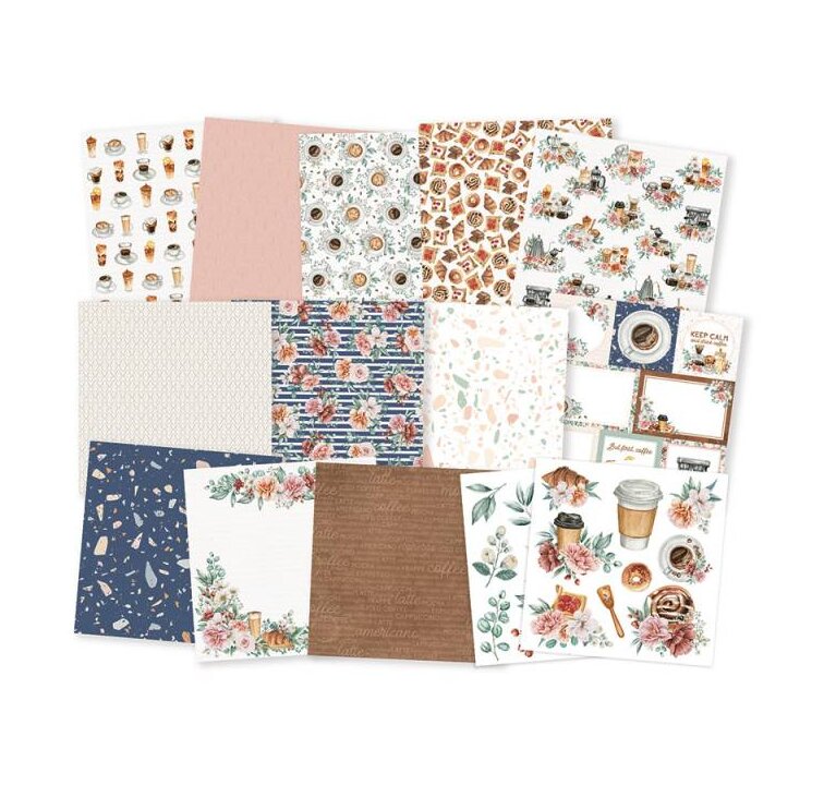 Sada scrapbookových oboustranně potištěných papírů P13 6x6" - Coffee Break - sada 24 listů