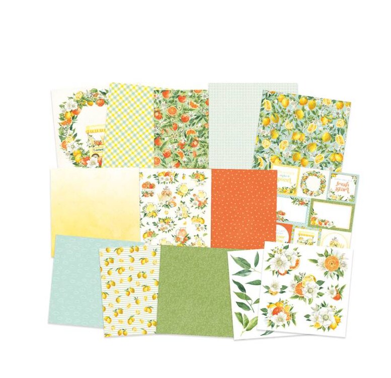 Sada scrapbookových oboustranně potištěných papírů P13 6x6" - Fresh Lemonade - sada 24 listů