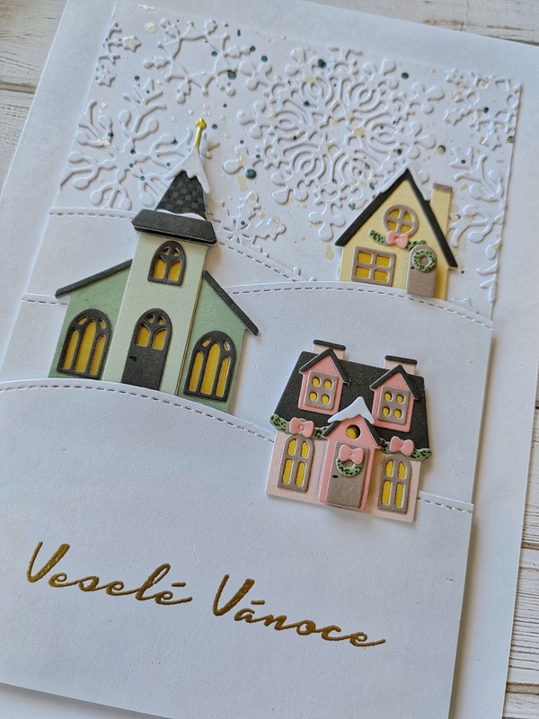 Přání ruční výroba - Zimní městečko 2
