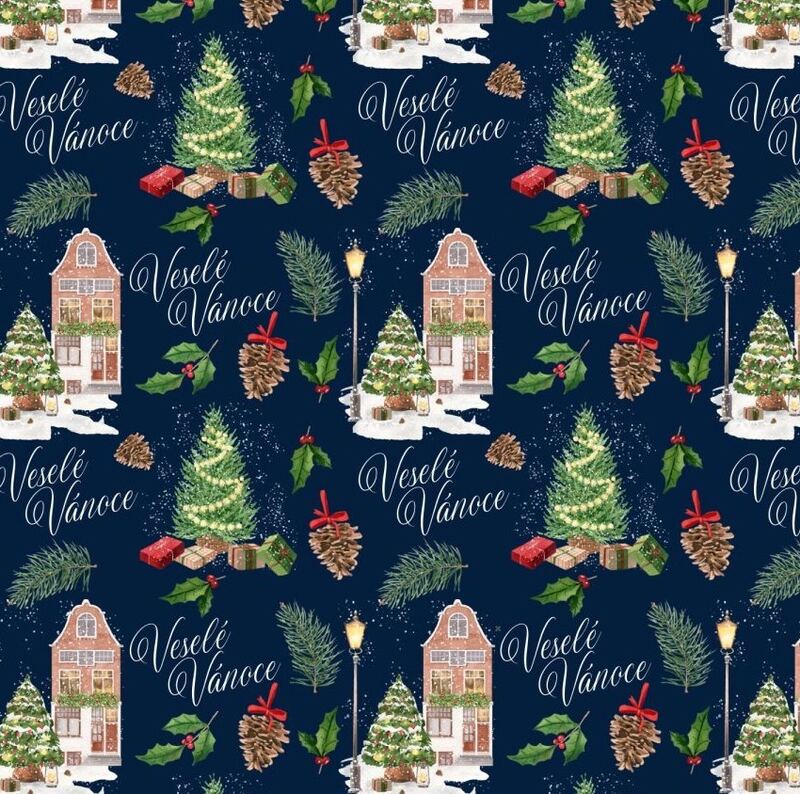 Vánoční balicí papír 70 x 100 cm - 125 g/m2 - Veselé Vánoce (modré) - 1 arch