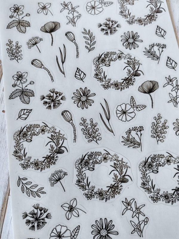 Designové průsvitné samolepky MANKAI věnečky - arch 44 ks