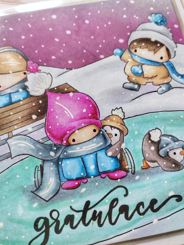 Přání ruční výroba - Tučňáci s dětmi - 1 ks