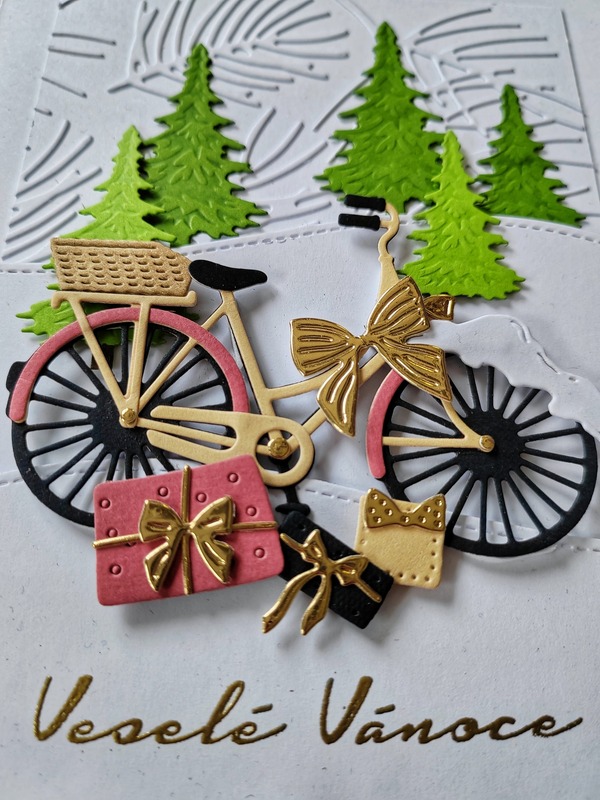 Přání ruční výroba - Veselé Vánoce - kolo