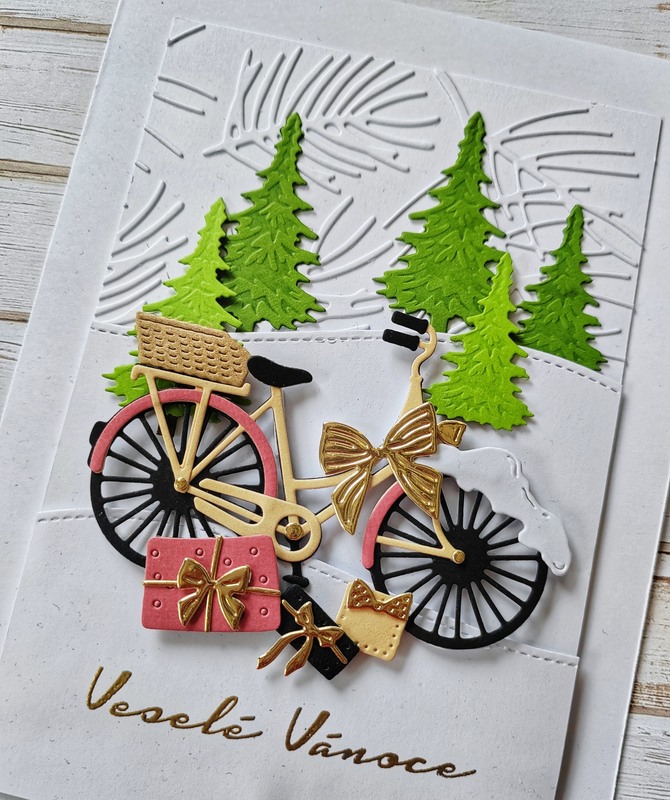 Přání ruční výroba - Veselé Vánoce - kolo