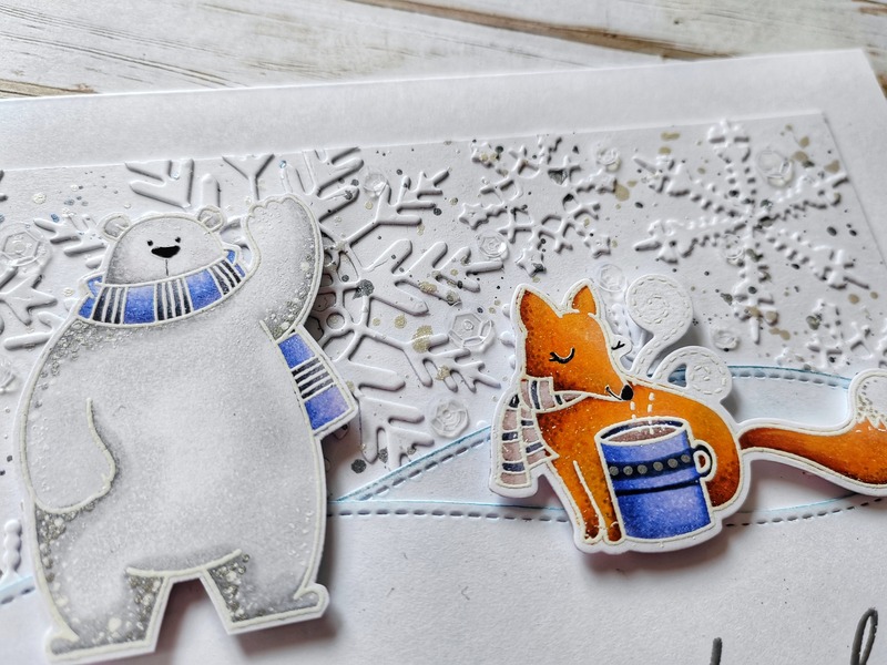 Přání ruční výroba - Lední medvěd a liška