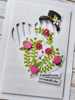 Přání ruční výroba - Svatební klobouk - 1 ks