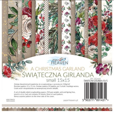 Sada oboustranně potištěných papírů PAPER HEAVEN 6x6" - A Christmas Garland - sada 24 listů