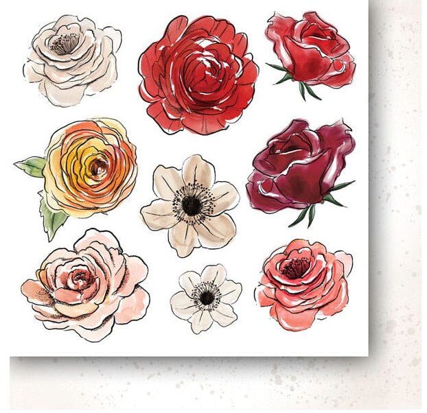 Sada oboustranně potištěných papírů PAPER HEAVEN 6x6" - A Christmas Garland_Flowers - sada 24 listů