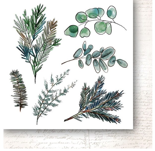 Sada oboustranně potištěných papírů PAPER HEAVEN 6x6" - A Christmas Garland_Flowers - sada 24 listů