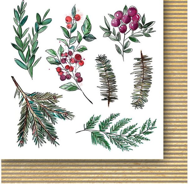 Sada oboustranně potištěných papírů PAPER HEAVEN 6x6" - A Christmas Garland_Flowers - sada 24 listů
