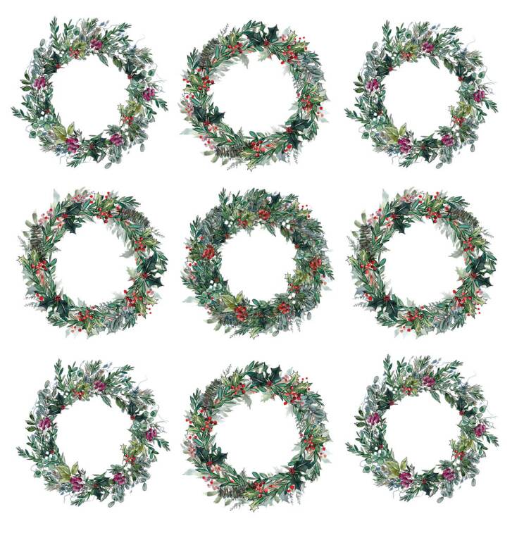 Sada oboustranně potištěných papírů PAPER HEAVEN 12x12" - A Christmas Garland - sada 12 listů