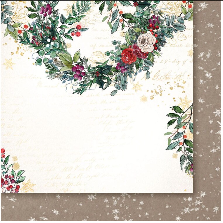 Sada oboustranně potištěných papírů PAPER HEAVEN 12x12" - A Christmas Garland - sada 12 listů
