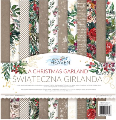 Sada oboustranně potištěných papírů PAPER HEAVEN 12x12" - A Christmas Garland - sada 12 listů