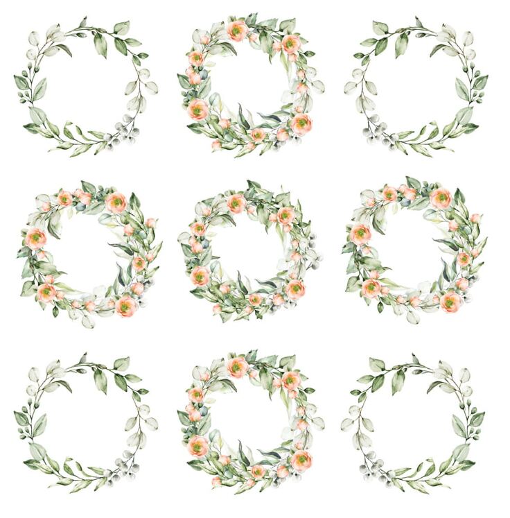 Potištěný papír s věnečky 12x12" PAPER HEAVEN - First Kiss - 1 ks