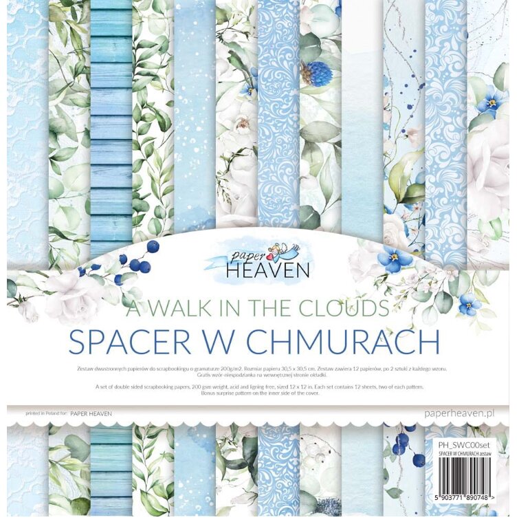 Potištěný papír s věnečky 12x12" PAPER HEAVEN - A Walk in the Clouds - 1 ks