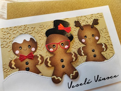 Přání ruční výroba - Perníčci - 1 ks