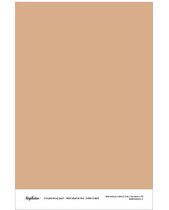 Potištěný scrapbookový papír LEPIKARO 12x12" - světle hnědý - 1 ks