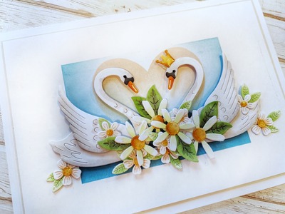 Přání ruční výroba - Labutě 2 - 1 ks