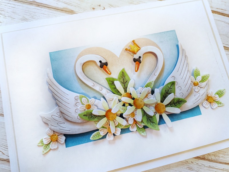 Přání ruční výroba - Labutě 2 - 1 ks