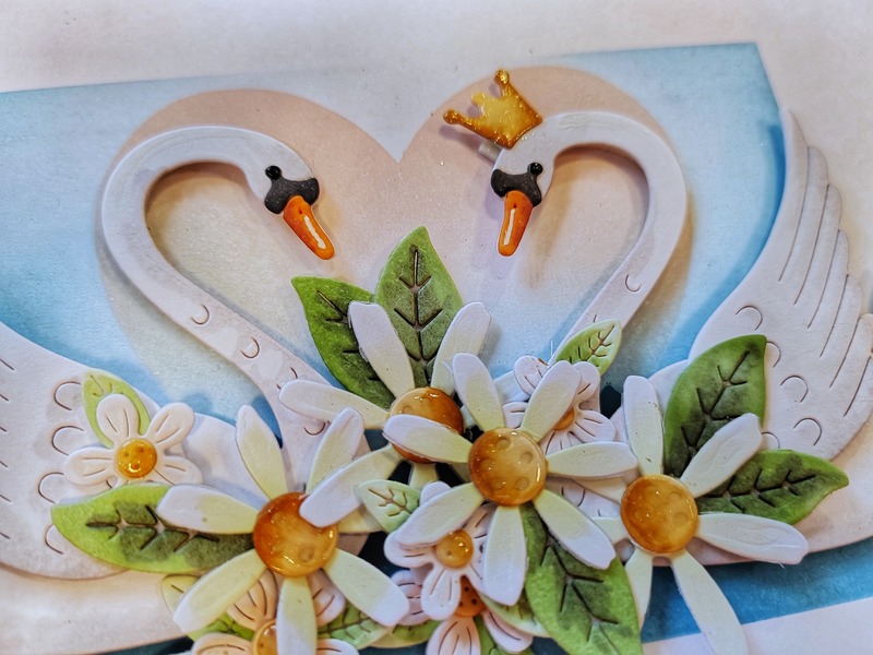 Přání ruční výroba - Labutě 2 - 1 ks