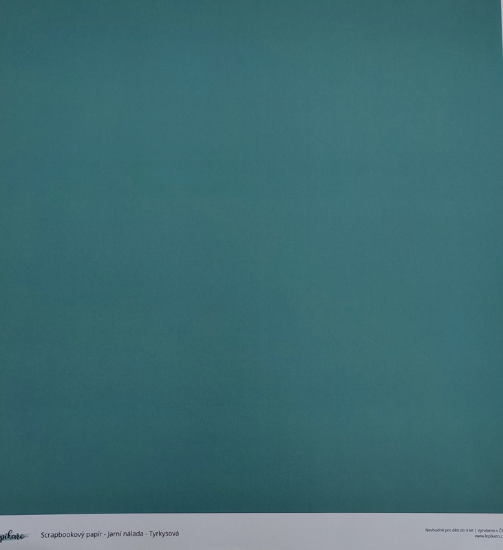 Potištěný scrapbookový papír LEPIKARO 12x12" - střední tyrkysová - 1 ks