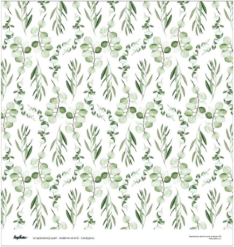 Scrapbookový papír s potiskem LEPIKARO 12x12" - eukalyptus