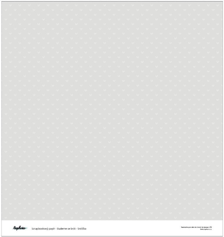 Scrapbookový papír s potiskem LEPIKARO 12x12" - světle šedý se srdíčky - 1 ks