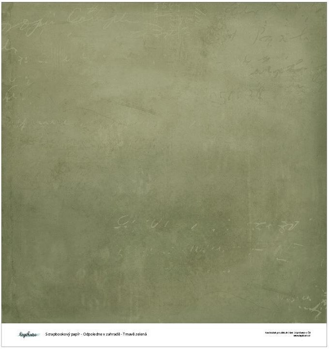 Scrapbookový papír s potiskem LEPIKARO 12x12" - zelený s náznakem textu - 1 ks