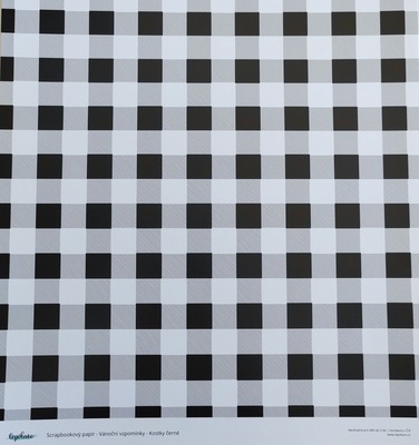 Scrapbookový papír s potiskem LEPIKARO 12x12" - bílo černé kostky - 1 ks