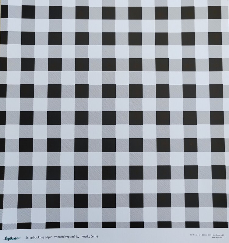 Scrapbookový papír s potiskem LEPIKARO 12x12" - bílo černé kostky - 1 ks