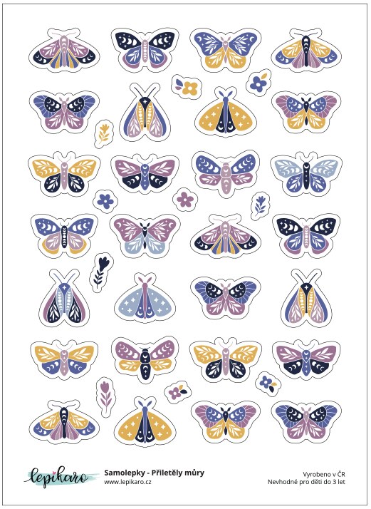 Samolepky LEPIKARO - Přiletěly můry - 1 arch