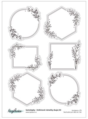 Samolepky LEPIKARO - Květinové rámečky 2 - 1 arch