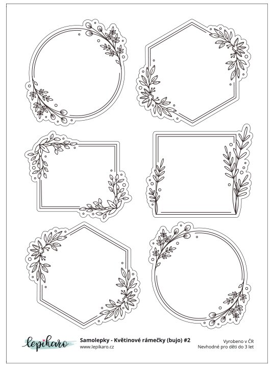 Samolepky LEPIKARO - Květinové rámečky 2 - 1 arch