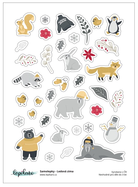 Samolepky LEPIKARO - Ledová zima - 1 arch