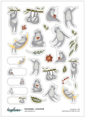 Samolepky LEPIKARO - Lenochodi - 1 arch
