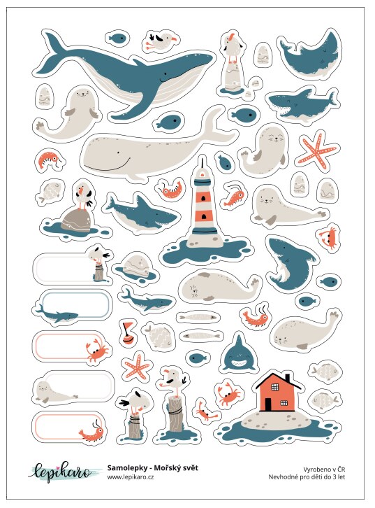 Samolepky LEPIKARO - Mořský svět - 1 arch