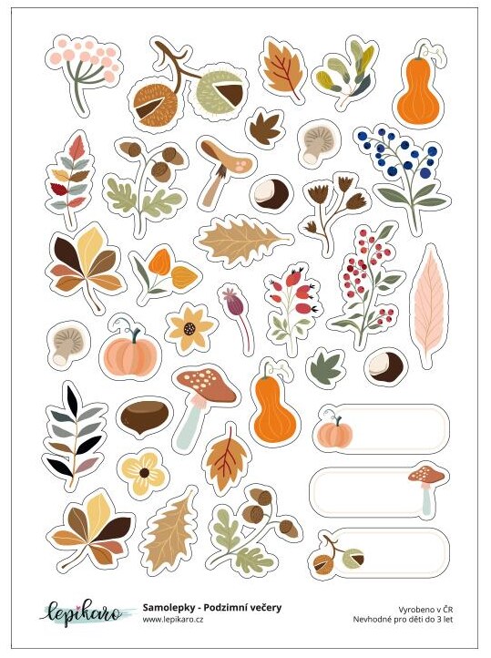 Samolepky LEPIKARO - Podzimní večery - 1 arch