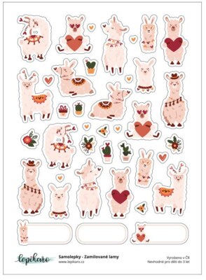 Samolepky LEPIKARO - Zamilované Lamy - 1 arch