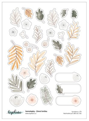 Samolepky LEPIKARO - Zimní kvítka - 1 arch