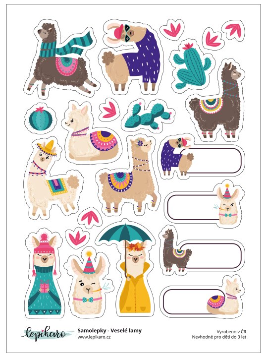 Samolepky LEPIKARO - Veselé Lamy - 1 arch