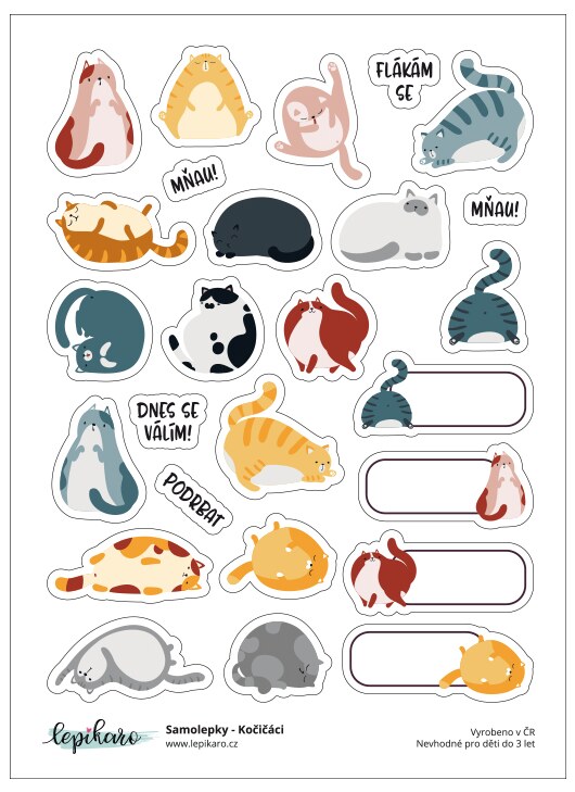 Samolepky LEPIKARO - Kočičáci - 1 arch