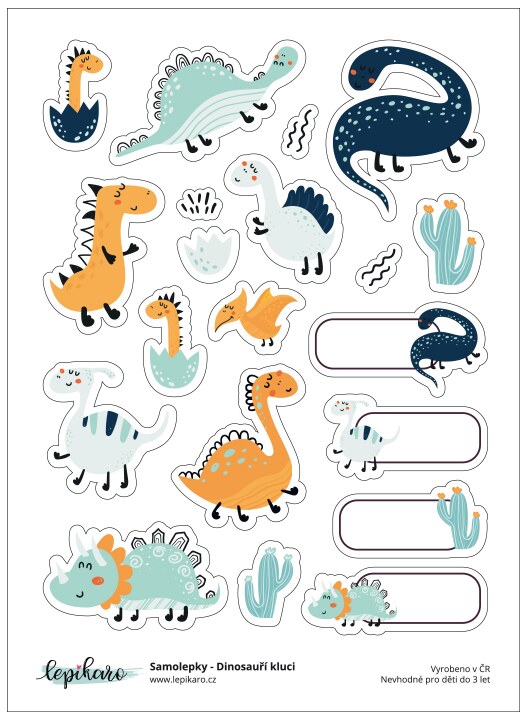 Samolepky LEPIKARO - Dinosauři kluci - 1 arch