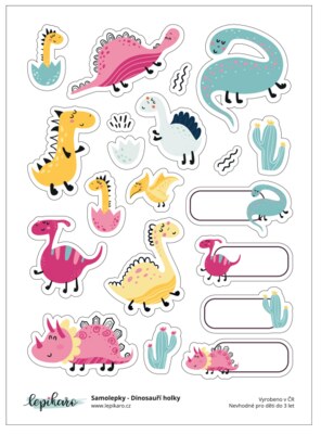 Samolepky LEPIKARO - Dinosauři holky - 1 arch
